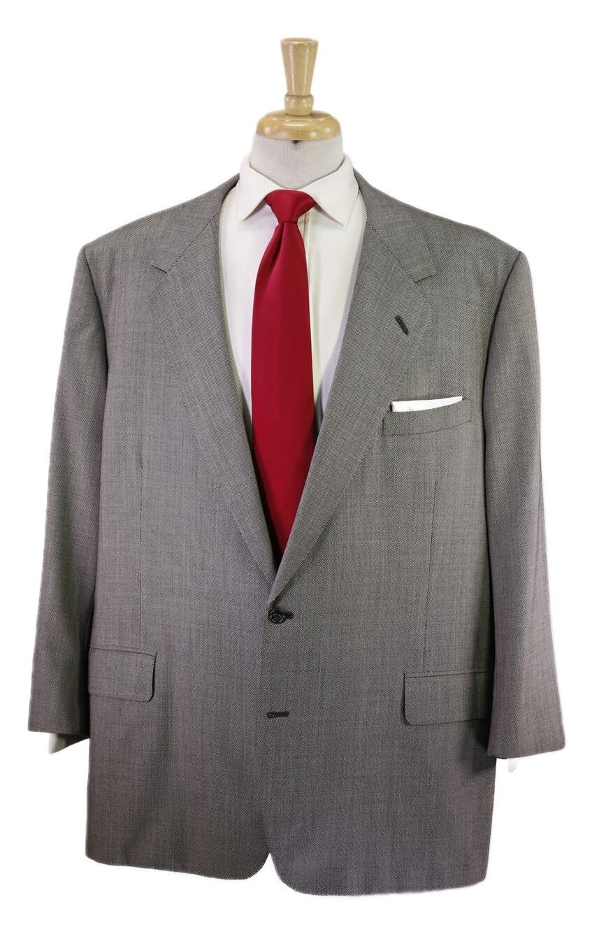 Oxxford Gray Birdseye Woven Super 100's Wool 2-Btn Handmade Suit 52R